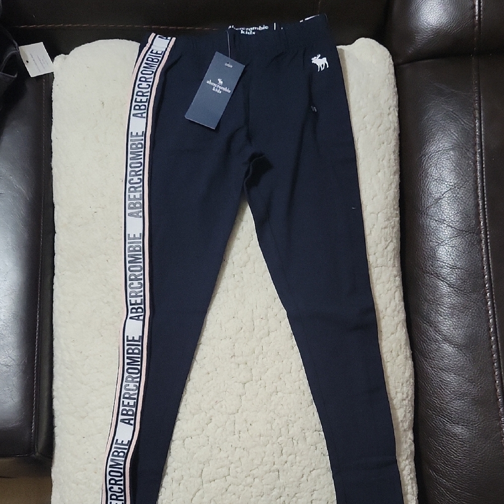 Abercrombie & Fitch Kids Navy Leggings with Logo Stripe